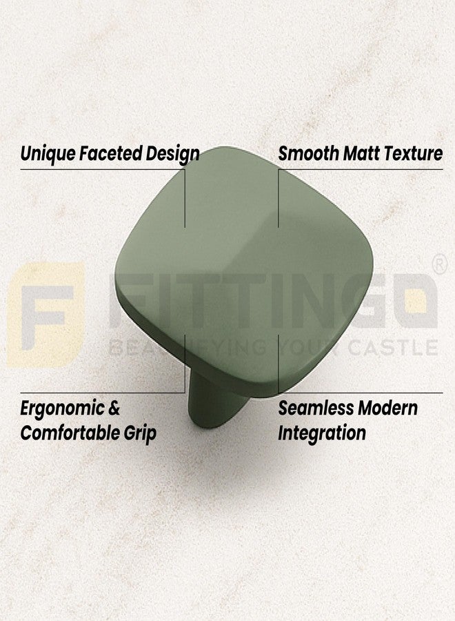 Fittingo Graphite Green Cube Shape Drawer Knob for Wardrobe/Cabinet Handle Knob/Decorative Knob and Pulls/Door Hardware (Zinc Alloy) Pack of 10 - Image 3